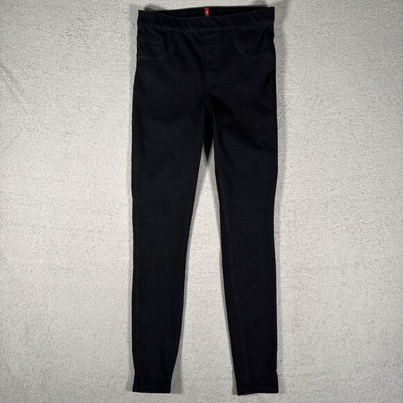 Spanx Jeggings Women’s Size M Black Skinny Stretch Pull On Jean Leggings Pockets - Picture 1 of 11